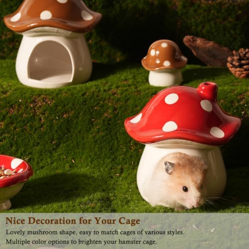 Ceramic Hamster Hideout Mushroom Chew Proof Syrian Hide Cool Bed