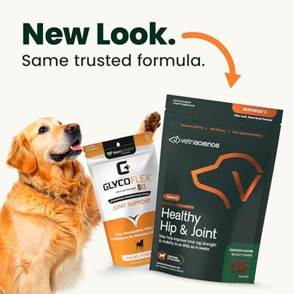 VetriScience Extra Strength Healthy Hip & Joint Chews for Dogs, 60 Count