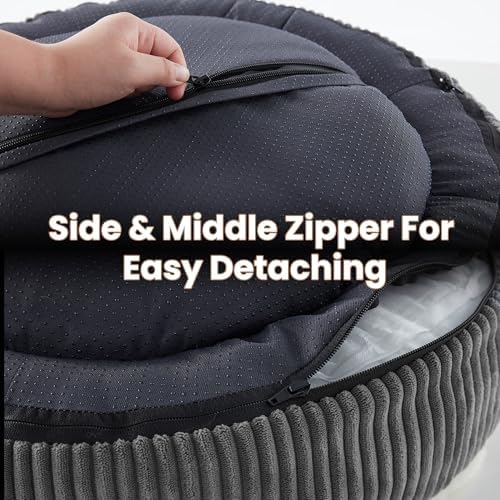 30 inches Calming Donut Dog Bed for Medium Dogs,Charcoal