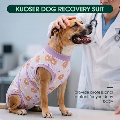Kuoser Dog Surgery Recovery Suit, Soft Breathable Dog Recovery Suit for Female Spay Male Nueuter, Anti Licking Puppy Onesie Pet Surgical Suit for Dogs Abdominal Wounds Skin Disease, Bear M