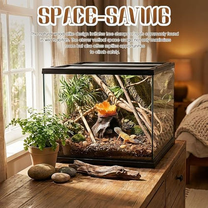 Resin Reptile Hide with Integrated Basin – Decorative Cave & Bowl for Terrarium Setup, Suitable for Bearded Dragon, Gecko, Turtle, Snake, Spider, Frog, Scorpions