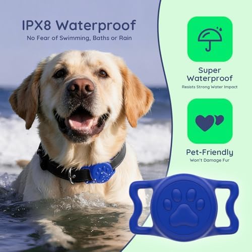 IP68 Waterproof Dog AirTag Holder for Dog Collar, Soft, Stretchy Silicone