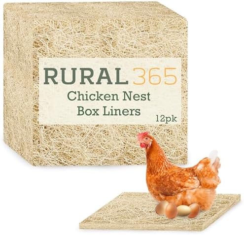 Rural365 Chicken Nest Box Liners 12 Pack - Chicken Coop Bedding, Poultry Supplies Chicken Bedding Nest Liners Chickens