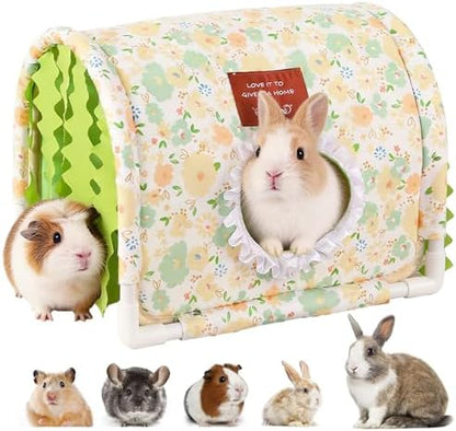 Guinea Pig Hideout Tunnel - Stable Washable Small Animal Tunnel Hide with Curtains,Guinea Pig Accessories for Hamster/Chinchilla/Dwarf Rabbit/Ferret (Light Green, Large)