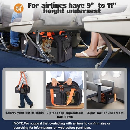 pidipiti 18.5x13x9 top Expandable pet Carrier, for Southwest Airlines