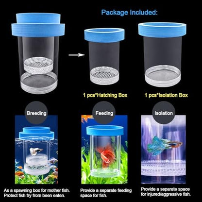 Floating Fish Breeding Isolation Box for Aquarium Tank Plastic Mesh Hatchery Incubator Breeder Box for Baby Fish Betta Shrimp Clownfish Guppy (Yellow, Small)