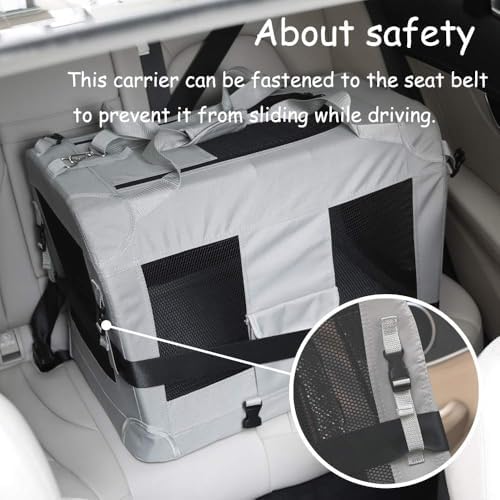 Extra Large Cat Carrier Soft Sided, Portable Small Dog Carrier for 2 Cats, 24"x16.5"x16" Car Travel Folding Comfortable Design, Khaki