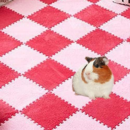 Oncpcare 10Pcs 11” x 11” Guinea Pig Pads Washable, Reusable Guinea Pig Fleece Cage Liners, Soft Warm Rabbit Sleep Mat Blanket Bed (Rose Red)