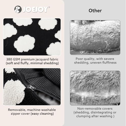 JOEJOY Jacquard Donut Round Dog Beds Large Sized Dog,Black 36x36x8in, Removable Washable Cover, Cute Pattern, Ultra Soft Fluffy Calming Pet Bed with Thick Supportive Bolster