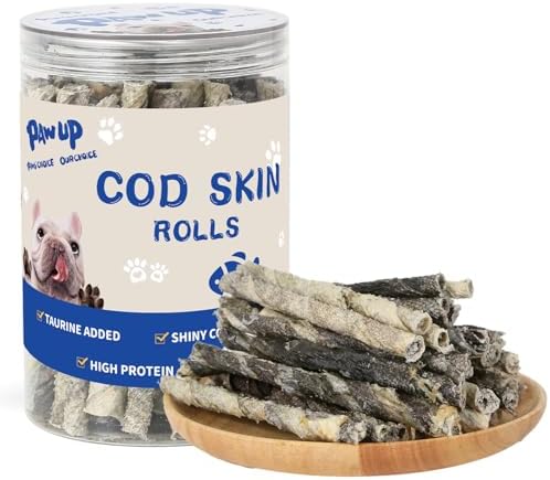 PAWUP Dog Treats Cod Skin Rolls, Fish Treat for Dogs, 8 oz (30-35 Count)