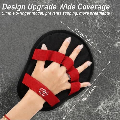 Pet Hair Remover Glove for Cats & Dogs, Reusable 5-Finger Fur Cleaning Tool for Couch, Furniture, Carpet, Car Seat & Clothing, Upgraded Electrostatic Pet Hair Cleaner, Washable Pet Fur Removal Brush