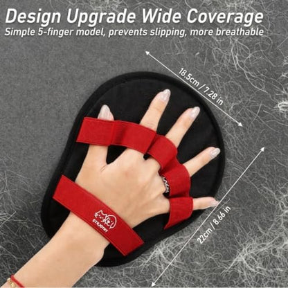 Pet Hair Remover Glove for Cats & Dogs, Reusable 5-Finger Fur Cleaning Tool for Couch, Furniture, Carpet, Car Seat & Clothing, Upgraded Electrostatic Pet Hair Cleaner, Washable Pet Fur Removal Brush