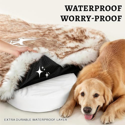 Dog Bed Rug Medium Size, Faux Fur Orthopedic Thick Foam 40"x24"x3"