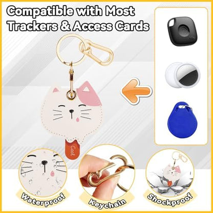 Leather Keychain Holder Case for AirTag, Cute Protective Cover for Apple Airtag KeyChain, GPS Tracker Item Finder