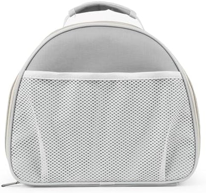 Bird Travel Carrier Cage, with Stainless Steel Metal Window and Wood Perch, Portable Bag for Cockatiel Parakeet Conure Green Cheek Budgie (Grey, Steel Window)