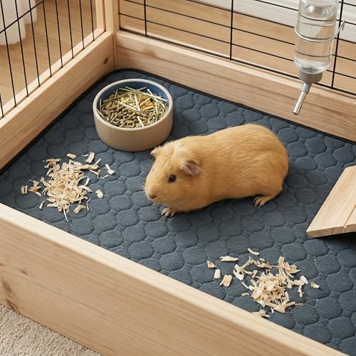 2 Pack Guinea Pig Cage Liners - Washable Guinea Pig Pee Pads, Waterproof Reusable & Anti Slip Guinea Pig Bedding Fast and Super Absorbent Pee Pad for Small Animals Rabbit Hamster Rat