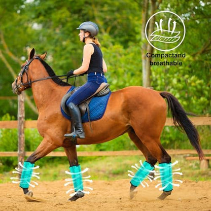 Horse Fly Boots, Breathable Mesh Protection Set of 4, Comfortable Horse Leggings, Breathable Mesh Design, Equine Supplies for Reduce Stomping, Hoof Damage & Leg Fatigue (Green, Large)