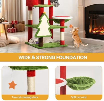 YITAHOME 54in Christmas Cat Tree Tower for Indoor Cats with Cat Condos