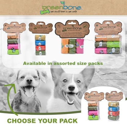 Greenbone Earth Friendly Cat or Dog Poop Bags, Plant Based Leak Proof Dispenser Refill Rolls (8 Rolls)