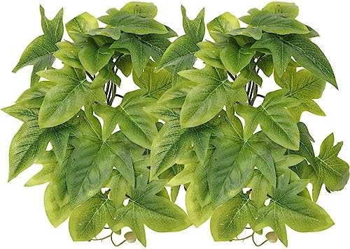 2Pack Fake Sweet Potato Vine, Reptile Climbing Plants with Suction
