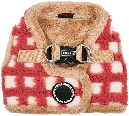 Puppia Stefan Vest Dog Harness Step-in Warm Winter Tumbling Waffle Pattern for Small and Medium Dog, Coral, Small