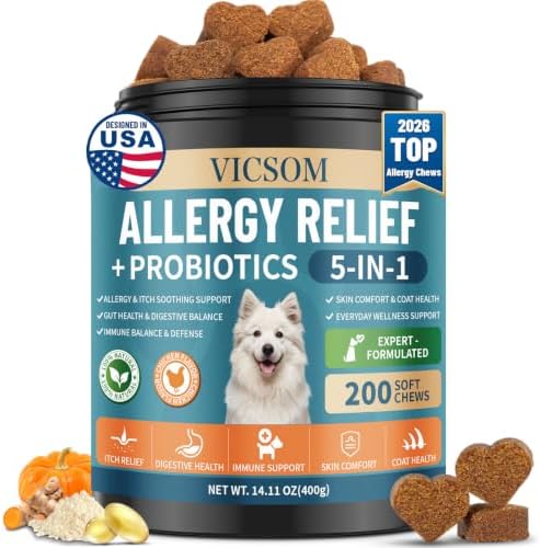 Dog Allergy Chews with Probiotics for Dogs, Dog Itching Skin Relief, 200 Ct