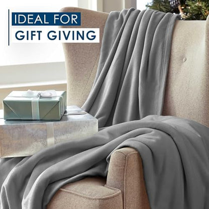 King Size Fleece Blanket | Comfy Supersoft Fleece Blanket – All-Season Light Weight Throw Blanket | Luxuriously Soft | Throw Blanket for Couch and Sofa | Machine Wash | Gray