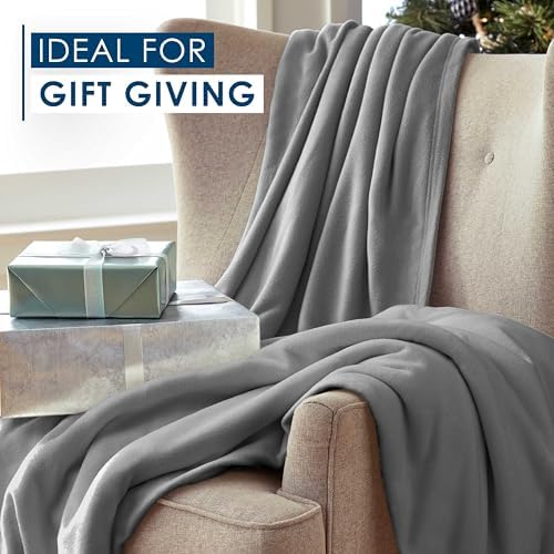 Twin Size Fleece Bed Blanket | Comfy Supersoft Fleece Blanket – All-Season Light Weight Throw Blanket | Luxuriously Soft | Throw Blanket for Couch and Sofa | Machine Wash | Gray