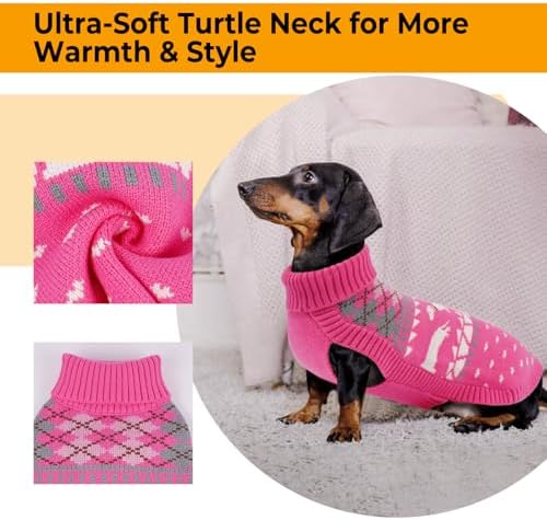 Lelepet Dachshund Sweater Turtleneck Dog Sweaters for Small Dogs (XS-XL)