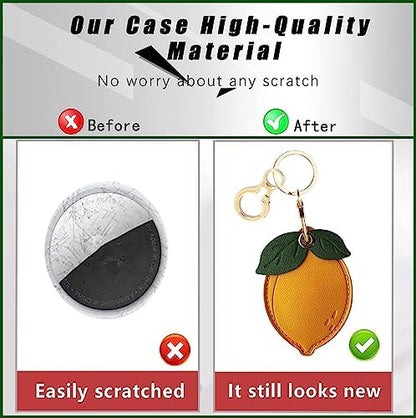 BORKUANA PU Leather Keychain Holder Protective Case Compatible with AirTag