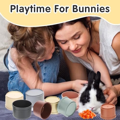 8 Pcs Stacking Cups for Rabbits, Colorful Bunny Toys for Rabbits and Small Animals, Nesting Rabbit Toys of Different Sizes, Bunny Stacking Cups for Hiding Food and Playing