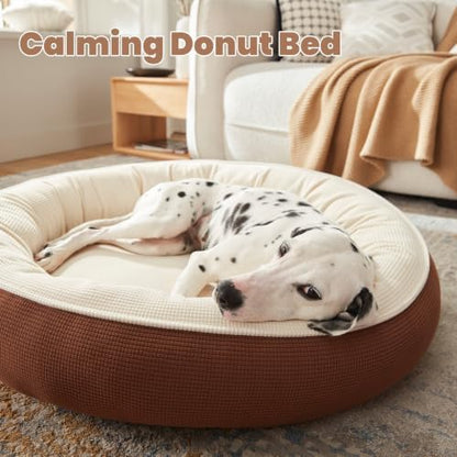 36 inches Soft Touch Fleece Donut Dog Bed for Large Dogs,Coffee