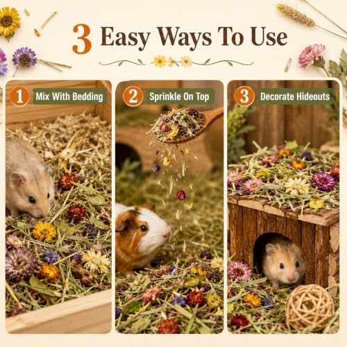 Sukh Hamster Bedding Odor Control - 200G Flowers & Herbs for Small Animals