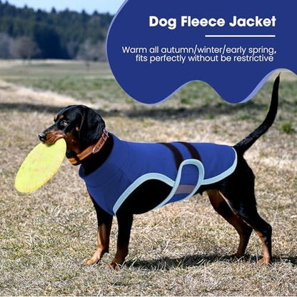 Nanaki Reflective Dog Fleece Sweater-Warm Cozy Puppy Fleece Vest for Fall Early Spring Dog Winter Coat, Adjustable Stretchy Pet Sweatshirts for Beagle Boston Terrier Bulldogs Sweater Christmas, L