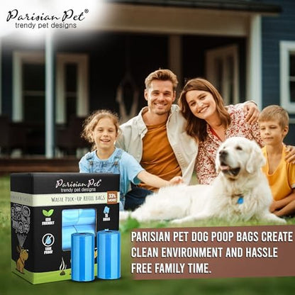 Parisian Pet Ecofriendly Dog Poop Bags Rolls - 320 Count Unscented Poop Bags For Dogs - Leakproof, Extra Thick, 16 Dog Waste Bags Refill Rolls - Stripped Blue Doggie Poop Bags - Fits All Dispenser