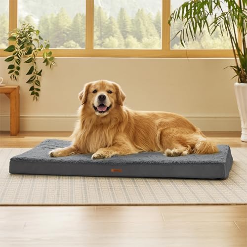 LE SURE Egg Crate Foam Plush Dog Bed Cover, XL 44x32x3in, Dark Grey