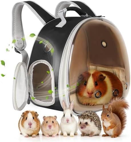 Portable Guinea Pig Backpack, Polarized Bubble Backpack for Small Animals Travel Handbag Cage for Kitten Rabbit Squirrel Bearded Dragon Turtle Breathable Carrier