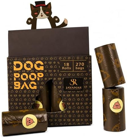 BPI Certified Compostable Dog Poop Bags, 18 Rolls 270 Bags, Coffee-Scented Extra Thick Leak-Proof Waste Bags, Meets ASTM D6400 Standard