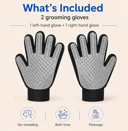 NVNAN Pet Hair Removal Glove for Dogs & Cats, 2-Pack Gray