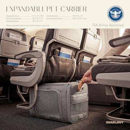 Top-Expandable Pet Carrier with Treat Pet Window,18x13x9.5 Airline Approved