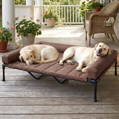Veehoo Outdoor Elevated Dog Bed with Waterproof Bolster Cushion, Cooling