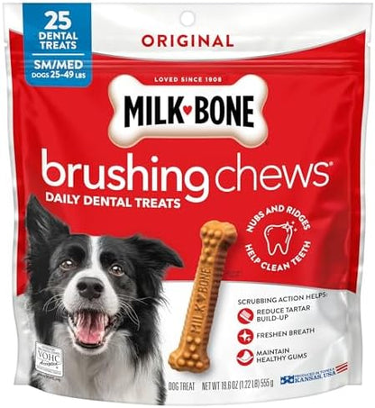 Milk-Bone Brushing Chews Small/Medium Daily Dental Dog Treats, 19.6 oz Bag