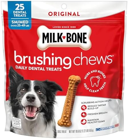 Milk-Bone Brushing Chews Small/Medium Daily Dental Dog Treats, 19.6 oz Bag