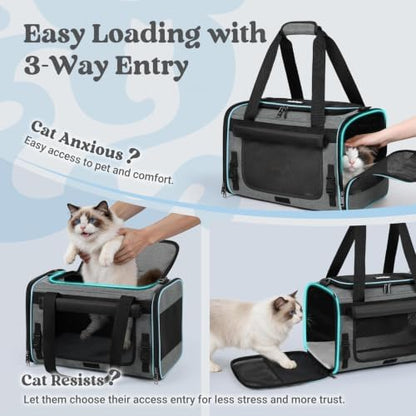 rabbitgoo Cat Carrier Soft with Rollable Flap, Travel Safe for Car Airline