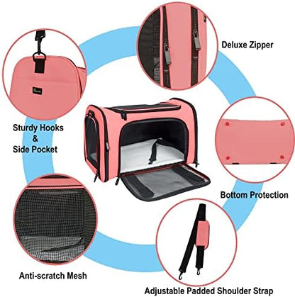 Soft Sided Carrier for Small Medium Cats Dogs,TSA Airline Approved Collapsible Travel Pet Carrier (Medium, Watermelon)