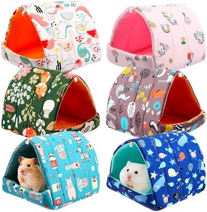 Ripeng 6 Pcs Guinea Pig Hideout Rabbit Bed, 7.9inch Night in the Forest