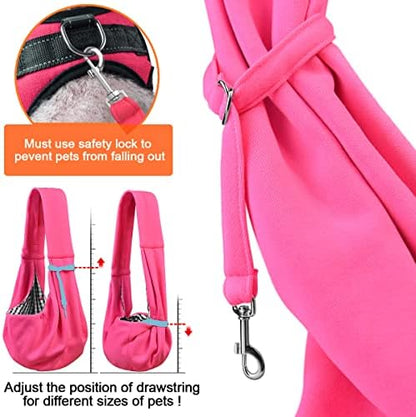 Tomkas Dog Cat Carrier Sling Classic Pocket & Classic Strap(M,Rose red)