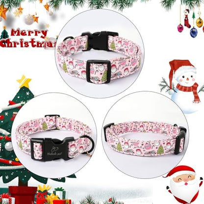 Christmas Santa Dog Collar for XL Dogs, Pink Girl Dog Collar