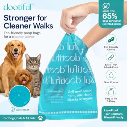 Dog Poop Bags - 120 Unscented Waste Bag, 65% Recycled Materials, Tear Resistant Pet Bags for Poop - 8 Rolls 100% Leak Proof - Extra Thick, Eco-Friendly Doggie Poo Bags for Hassle-Free Cleanup, Outdoor