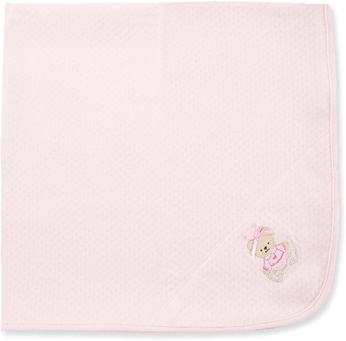 Little Me Blankets for Baby Girls' Pink Bear Swaddling Receiving Blanket